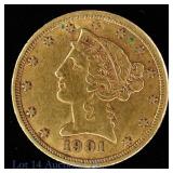 1901s U.S. Liberty Head $5 Gold Half Eagle