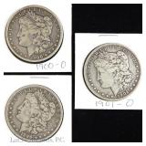 1896-O,1900-O & 1901-O Silver Morgan Dollars (3)