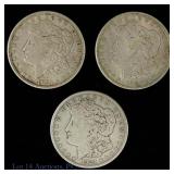 1921 P, D, S Silver Morgan Dollars (3)