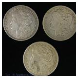 1921 P, D, S Silver Morgan Dollars (3)