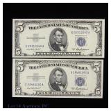 1953-A $5 Silver Certificates Blue Seal CH CU (3)