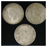 1923 P,D,S Silver Peace Dollars (3)