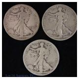 Silver Liberty Walking Half Dollars (3)