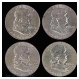 1962-D Silver Franklin Half Dollars AU-BU (4)