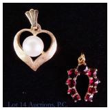 14k Y Gold Heart & Horseshoe Pendants