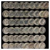 1954-S Silver Roosevelt Dimes Roll (CH BU) (50)