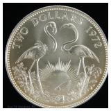 1972 Bahamas Silver Flamingos $2 Coin (GEM BU)