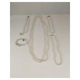 Faux Pearl Lot Includes 34 1/4" Long Necklace,