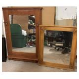 Two wooden framed mirrors - 21in - 24in x 25in x