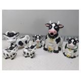 Charming Ceramic Bovine Tea Pot Set and Salt and