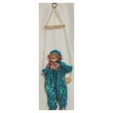 Vintage Porcelain Clown Doll On A Swing