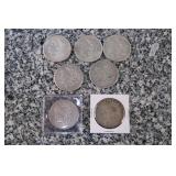 6 Morgan Silver dollars - 1921