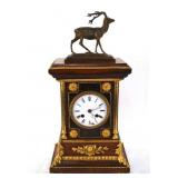 French antique Mantle clock with elk