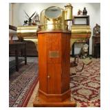 Antique Dutch Steamship Binnacle - Brass & Teak