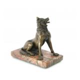 Italian Bronze Wolf on Marble Base