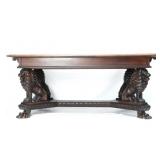 19th c  Mahogany Highly Carved standing Lion table