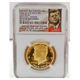 50th Anniversary Kennedy Gold Coin PF-70