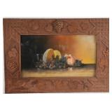 Stillife in highly  wood carved frame