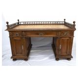 Antique Oak Desk with spindle gallery