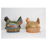 2 Vintage Mexican ceramic chicken Tlaquepaques