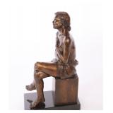 S.E. MALONEY BRONZE SCULPTURE SEATED WOMAN