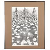 MC ESCHER THREE WORLDS SURREALISM LITHOGRAPH PRINT