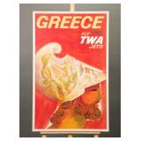 DAVID KLEIN TWA MCM GREECE ORIG LITHOGRAPH POSTER