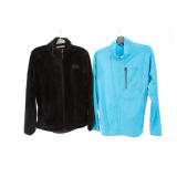 2 NORTH FACE ZIP JACKETS BLK FLEECE & AQUA KNIT