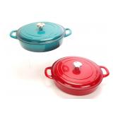 2 TRAMONTINA ENAMELED CAST IRON DUTCH OVENS