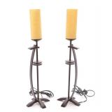 CANDLESTICK SHAPED TABLE LIGHTS W/ IRON BASES