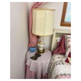 Bedside Table 25”x20” with Lamp Doily Butterfly Tray