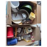 2 Box Lots of Kitchen Supplies, Household, Dishes