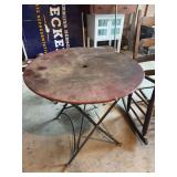 Antique Metal Top Folding Table - 31”H