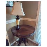 Round Top Side Table with Table Lamp - 27”D x 27”H