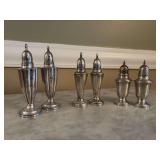 3 Pairs of Sterling Salt & Pepper Shakers