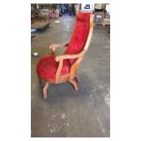 Red velvet wood chair