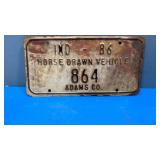 Ind 86 Horse drawn vehicle metal plate