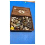 Cigar  box of jewelry