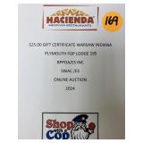 Warsaw HACIENDA $25 gift certificate