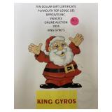 King Gyros $10 gift certificate