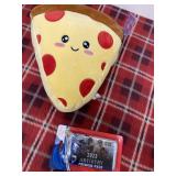 Plush pizza and football cards