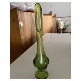 12" green Viking glass vase