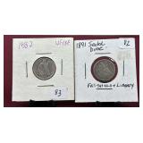 1891 & 1882 Seated Liberty Dimes