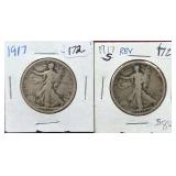 Pair of 1917 Liberty Walking Half Dollars