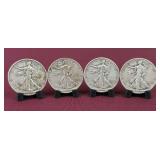 (4) Waking Liberty Half Dollars