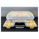 Shop Organizer Containers with Sand Paper & Miscellaneous Items