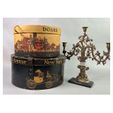 Vintage Hat Boxes & Candle Holder