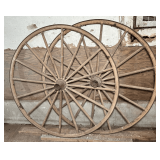 Two Wood Spoke Wheels