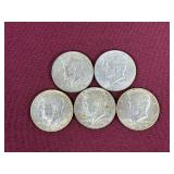 (5) Silver-Clad Kennedy Half Dollars