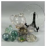 Japanese Glass Fishing Floats, Ash Trays, Pitcher & Assorted Items